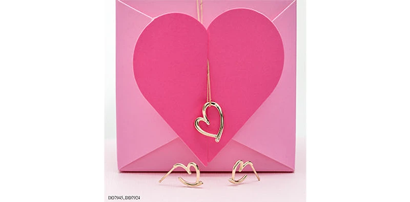 10K Yellow Gold Diamond Heart Earrings 0.01cttw