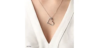 Sterling Silver & 10K Rose Gold 0.02cttw Diamond Double Heart Pendant, 18"