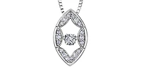10K White Gold 0.10cttw Diamond Pulse Pendant, 18"