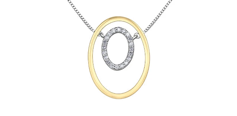 10K Yellow Gold 0.12cttw Diamond Pendant, 18"