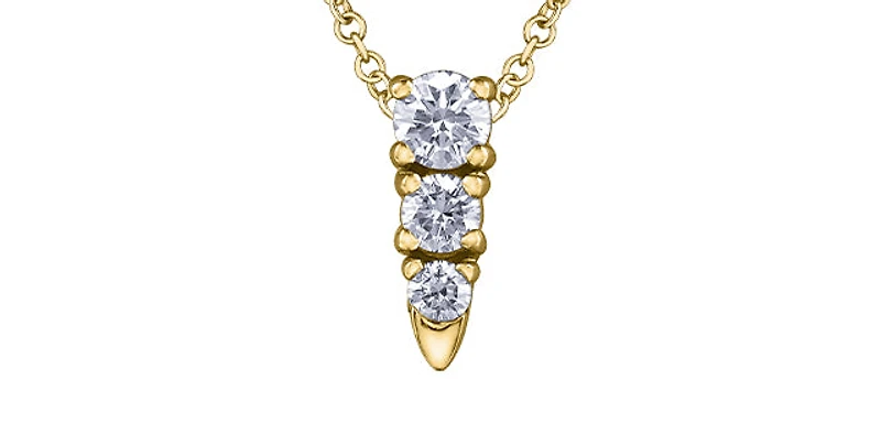 14K Gold 0.25cttw Canadian Diamond Pendant, 18"