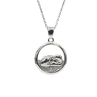 925 Sterling Silver 0.015cttw Canadian Diamond Sleeping Mother Bear and Cub Pendant