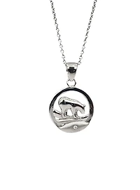 925 Sterling Silver 0.015cttw Canadian Diamond Spirit Bear Pendant
