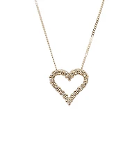 10K Yellow Gold 0.125cttw Diamond Heart Pendant, 18"