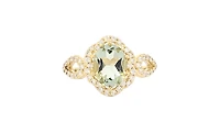 10K Yellow Gold Prasiolite / Green Amethyst and Diamond Ring