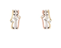 14K Tri Tone Gold 0.54cttw Diamond Hoop Earrings