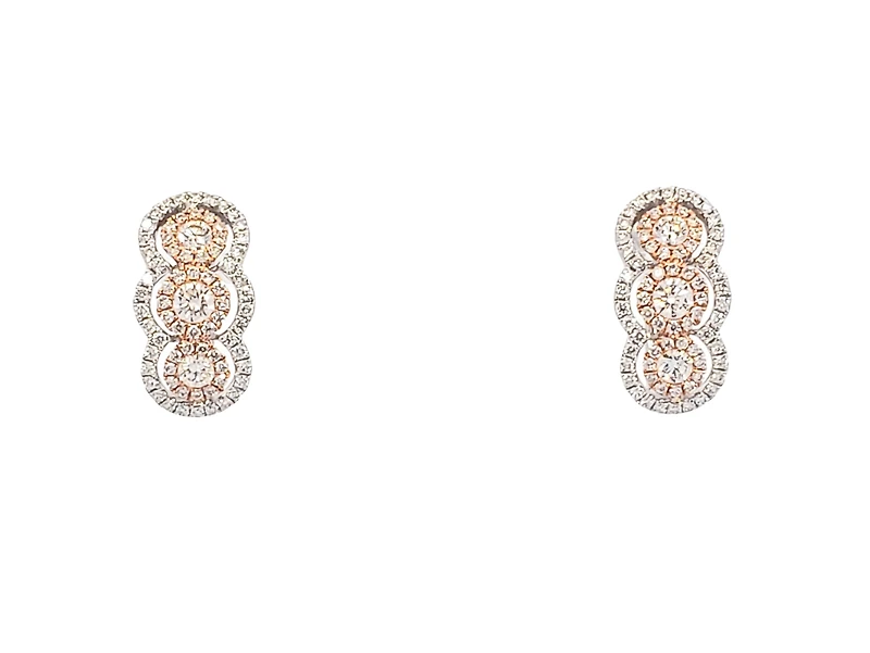 14K White & Rose Gold 0.76cttw Diamond Hoop Earrings
