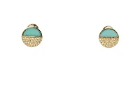 14K Yellow Gold 0.46cttw Turquoise and 0.12cttw Diamond Earrings