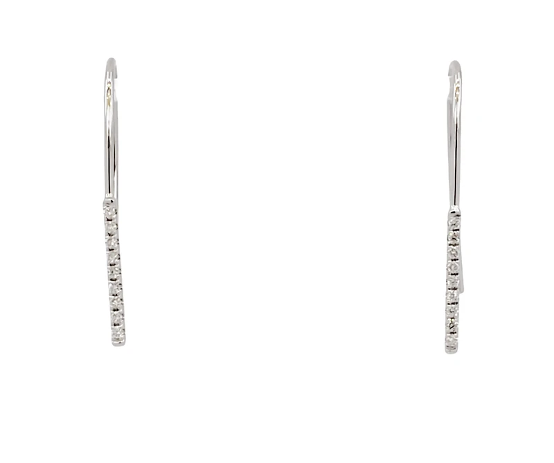 14K White Gold 0.09cttw Diamond Dangle Earrings
