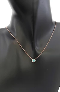 14K Rose Gold 0.18cttw Turquoise and 0.04cttw Diamond Necklace, 18"