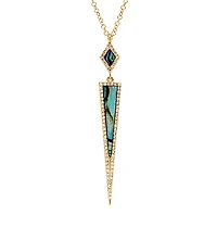 14K Yellow Gold Abalone Shell and 0.17cttw Diamond Necklace, 18"