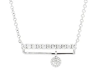 14K White Gold 0.18cttw Diamond Bar Pendant, 18"