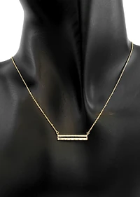 14K Yellow Gold 0.22cttw Diamond Bar Pendant, 18"