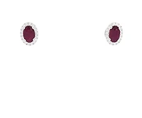 18K White Gold Ruby and Diamond Halo Stud Earrings