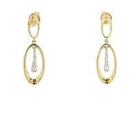10K Yellow and White 0.15cttw Diamond Dangle Earrings