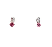10K White Gold 0.90cttw Pink Tourmaline and 0.012cttw Diamond Stud Earrings with Butterfly Backings