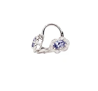 10K White Gold Tanzanite and Diamond Earrings with Lever Backs