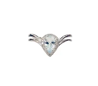 10K White Gold 0.60cttw Aquamarine and 0.10cttw Diamond Ring, size 7