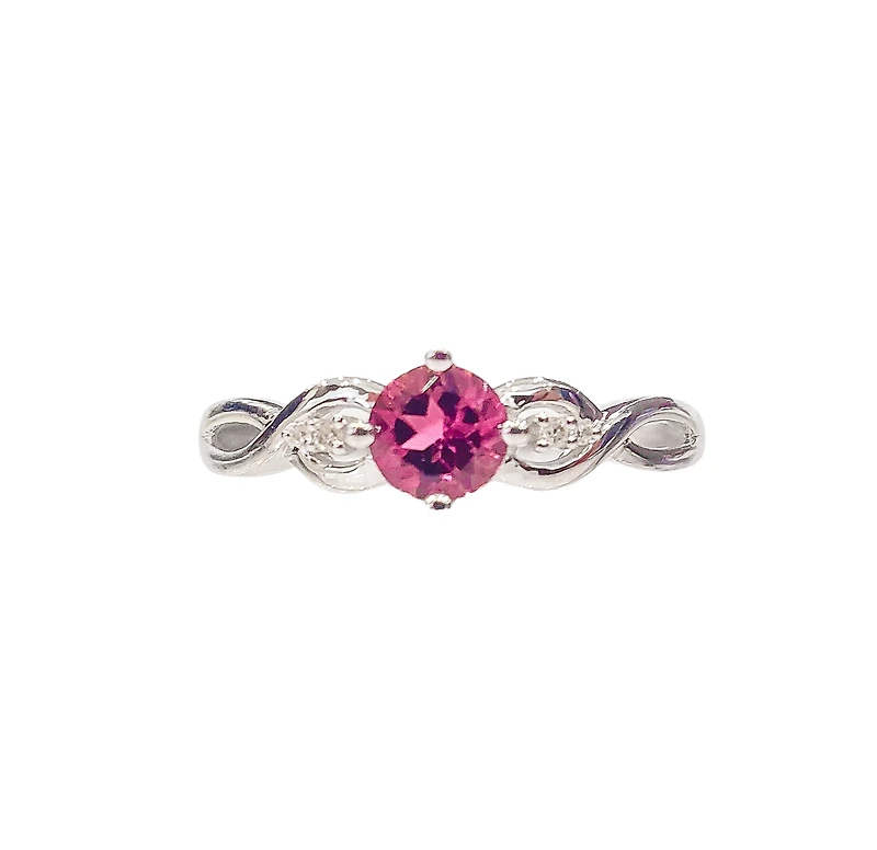 10K White Gold 0.45cttw Pink Tourmaline and 0.02cttw Diamond Ring, Size 7
