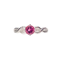 10K White Gold 0.45cttw Pink Tourmaline and 0.02cttw Diamond Ring, Size 7