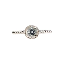 10K White Gold 0.30cttw Aquamarine and 0.08cttw Diamond Ring, size 7