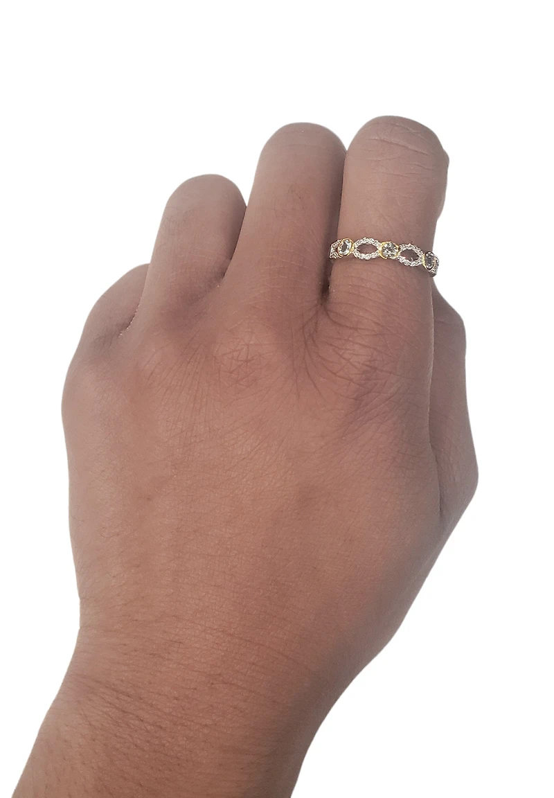10K 2 Tone Gold 0.30cttw Aquamarine and 0.10cttw Diamond Ring, size 7
