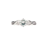 10K White Gold 0.50cttw Aquamarine and 0.02cttw Diamond Ring, size 7 - 4.5