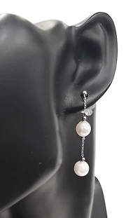 14K White Gold 7.5-8.0mm Cultured Pearl Dangle Earring