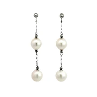 14K White Gold 7.5-8.0mm Cultured Pearl Dangle Earring