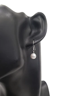 14K White Gold 7-7.5mm Cultured Pearl Dangle Earring