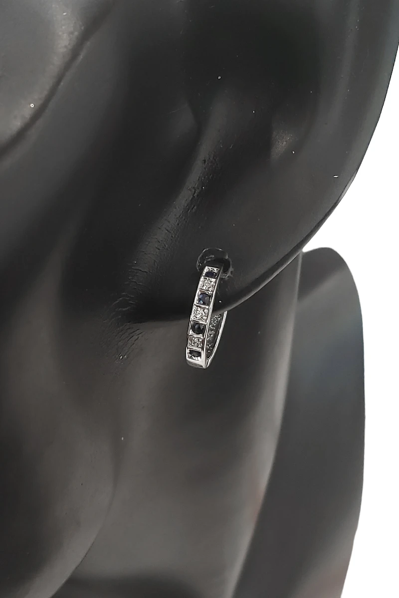 10K White Gold Sapphire and Diamond Earrings