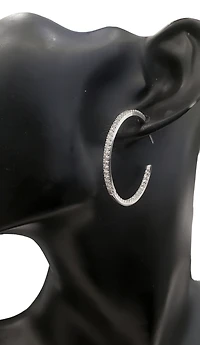 14K White Gold 0.74cttw Diamond Hoop Earrings