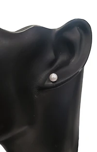 14K White Gold 5-5.5mm Cultured Pearl Earrings with Butterfly Backs