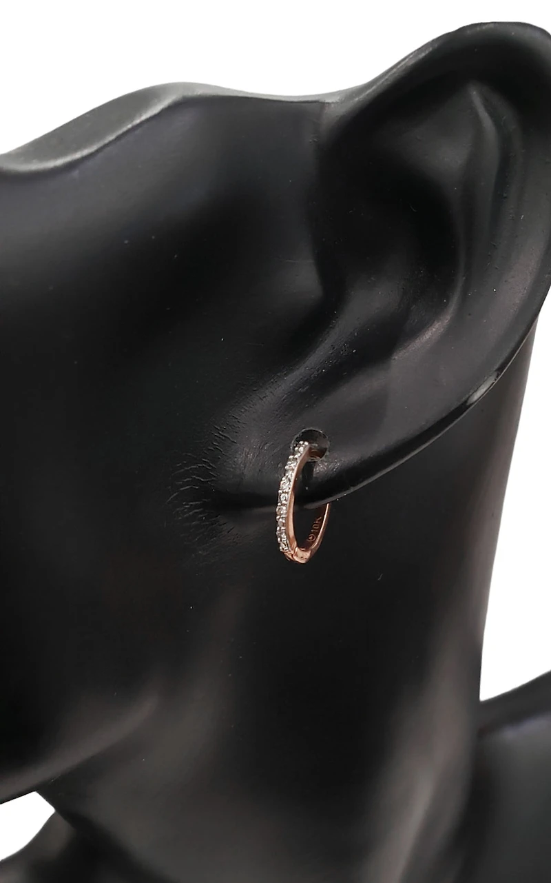 10K Rose Gold 0.05cttw Diamond Hoop / Huggie Earrings