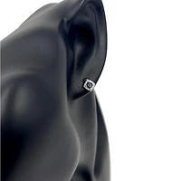 10K White Gold 0.40cttw Genuine Sapphire & 0.12cttw Diamond Halo Stud Earrings