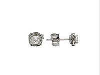 14K White Gold 0.22cttw Canadian Diamond Princess Cut Earring