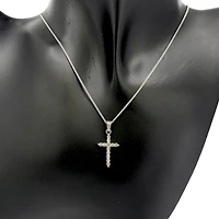 14K White Gold 0.58cttw Diamond Cross Pendant, 18"