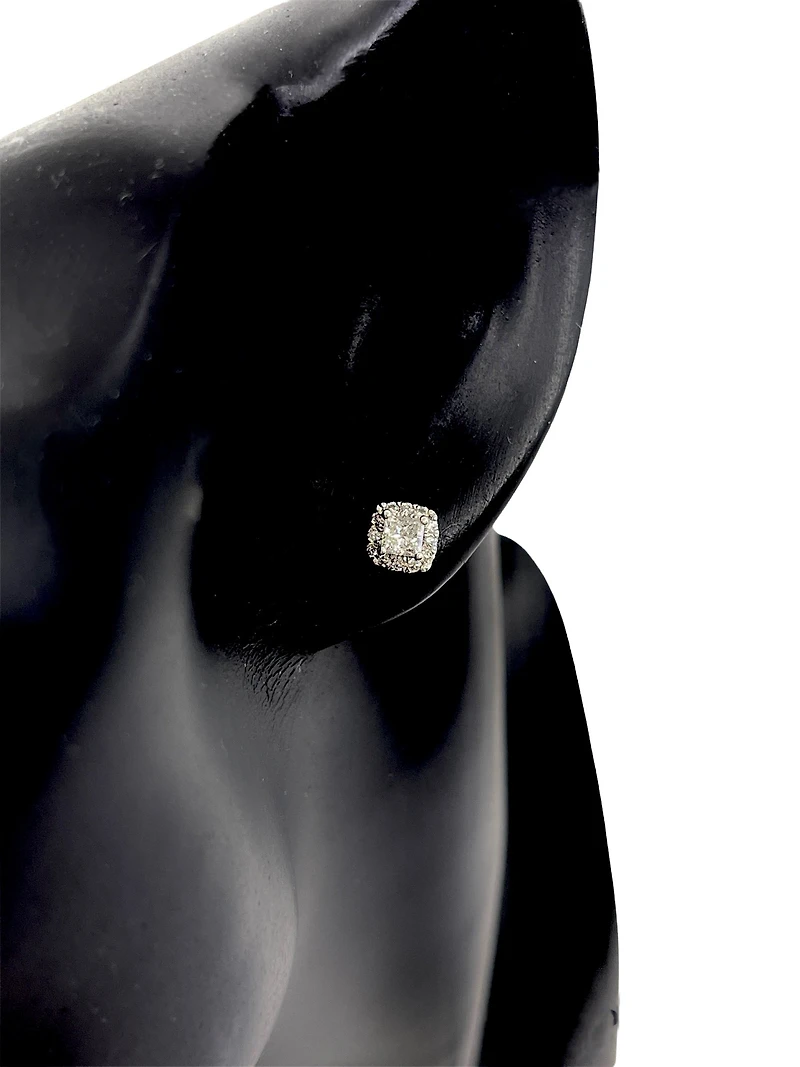 14K White Gold 0.22cttw Canadian Diamond Princess Cut Earring