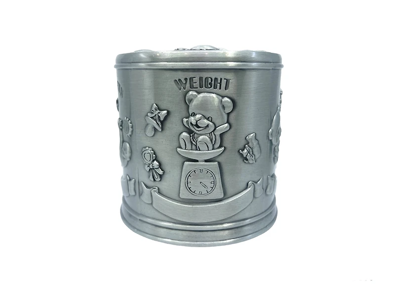 Pewter Engraveable Stork Baby’s First Money Bank