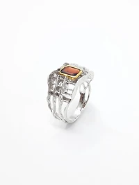 Silver and Garnet Ring