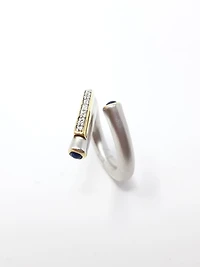 Silver Sapphire and CZ Ring