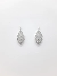 14K White Gold 0.52cttw Round Cut Diamond Dangle Earrings