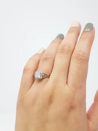 18K White & Rose Gold 0.70cttw Cushion Cut Canadian Diamond Engagement Ring, size 6.5