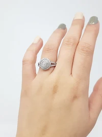 14K White Gold 0.66cttw Diamond Halo Engagement Ring - 4.5 / 14K Rose Gold