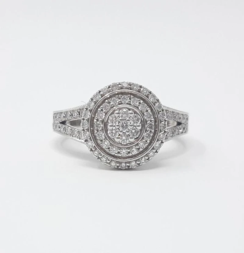 14K White Gold 0.66cttw Diamond Halo Engagement Ring - 4.5 / 14K Rose Gold