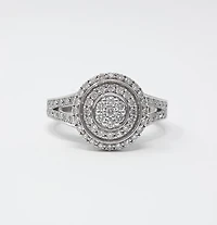 14K White Gold 0.66cttw Diamond Halo Engagement Ring - 4.5 / 14K Rose Gold