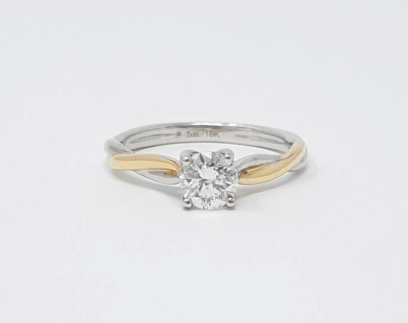18K White & Rose Gold 0.60cttw Canadian Diamond Engagement Ring, size 6.5