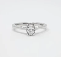 14K White Gold 0.30cttw Oval Cut Diamond Halo Engagement Ring, size 6.5