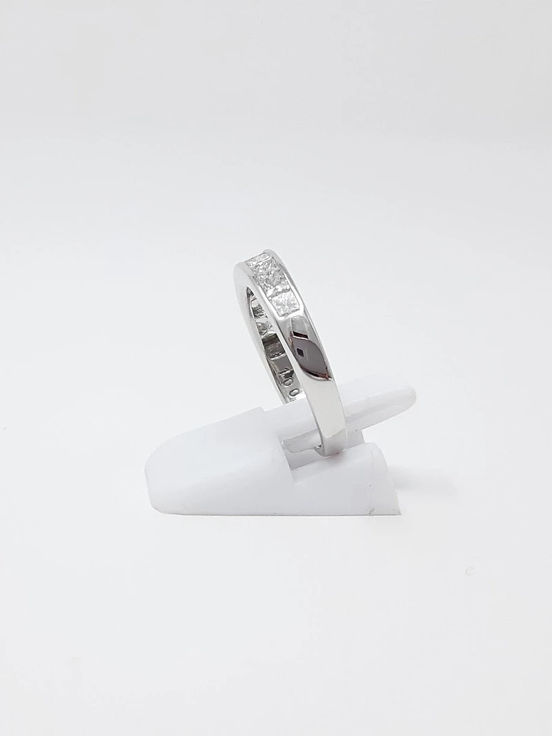 14K White Gold 1.00cttw Princess Cut Diamond Channel Anniversary Band, 6.5 - /