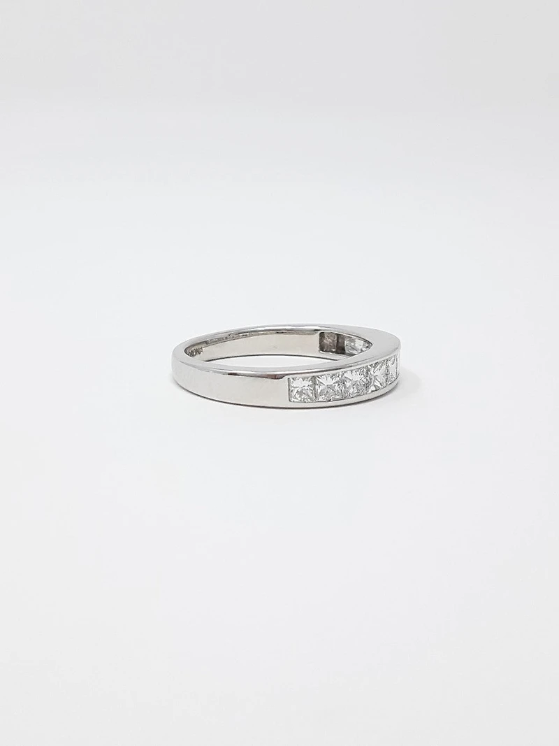 14K White Gold 1.00cttw Princess Cut Diamond Channel Anniversary Band, 6.5 - /
